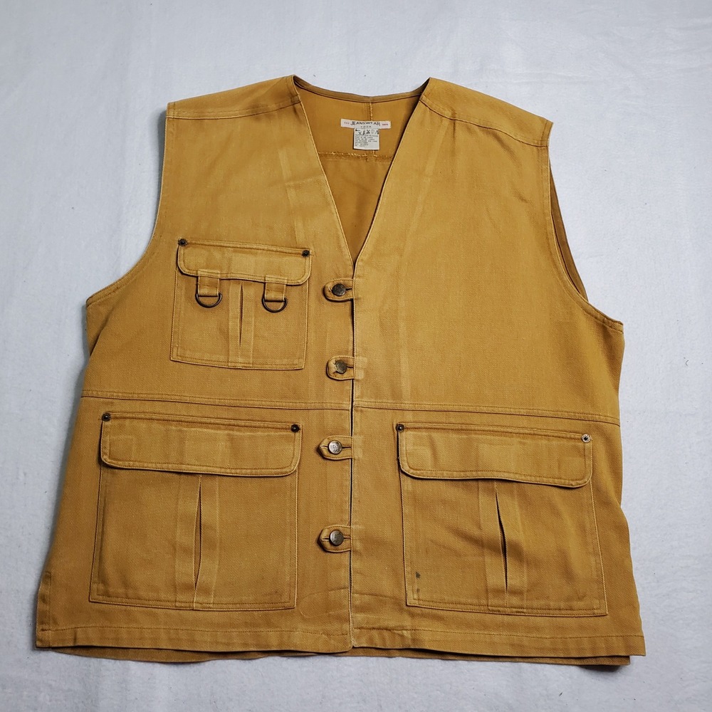 Coda Jeanswear Mens Utility Hunting Vest Tan Cotton Multi-Pocket Size Large